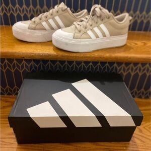 Adidas Women's Tan and White Athletic Shoes